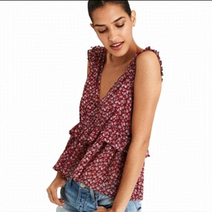AMERICAN eagle boho floral red tank‎ top